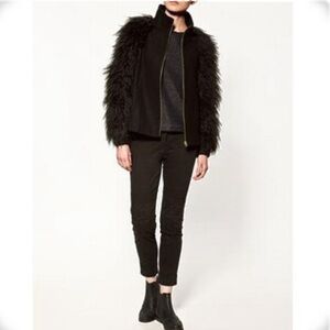 Zara Black Faux Fur Coat / Jacket